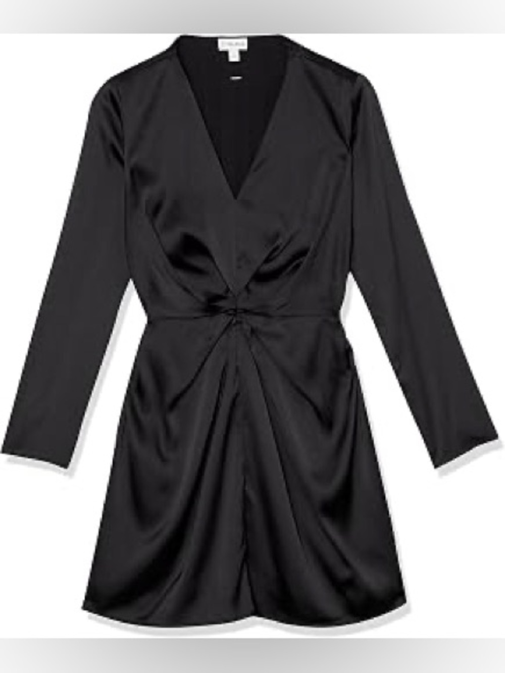 The Drop Tate Twist-Front Deep V-Neck Mini Dress Black Size M